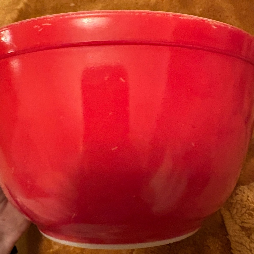 Antique vintage collectible PYREX glass Red Mixing Bowl